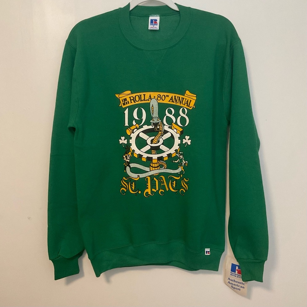 Vintage Russell Athletic Missouri Rolla S&T Miners St Pat’s Sweatshirt 1988 NWT